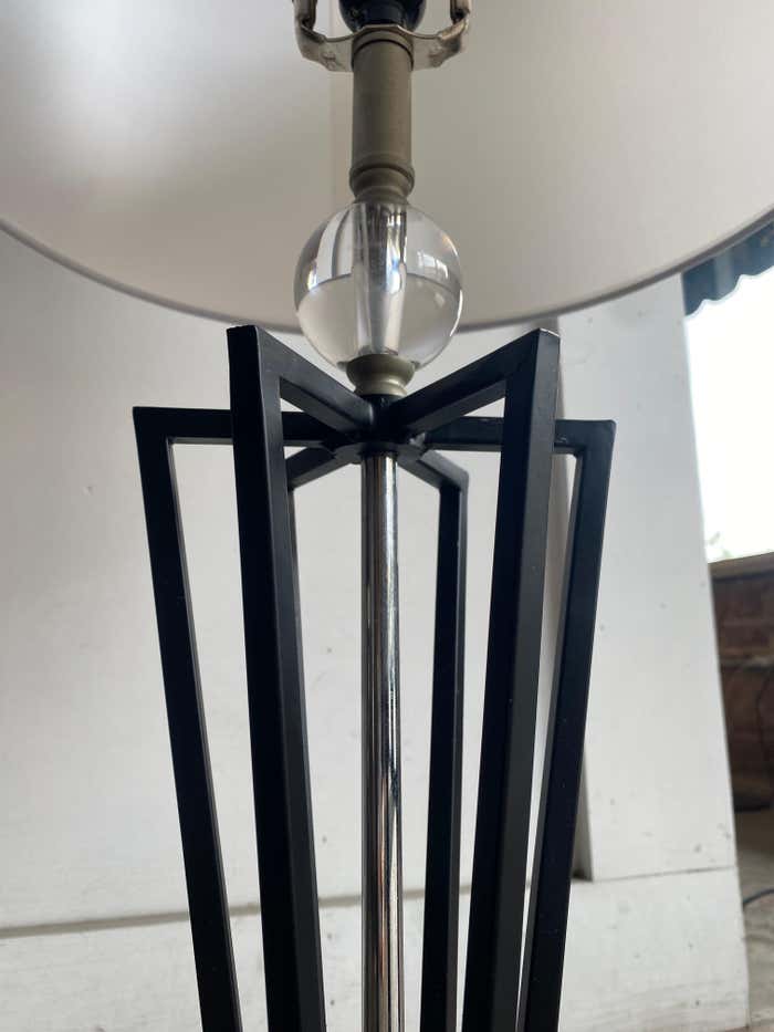 Pair of Modern Steel Geometric Lamps