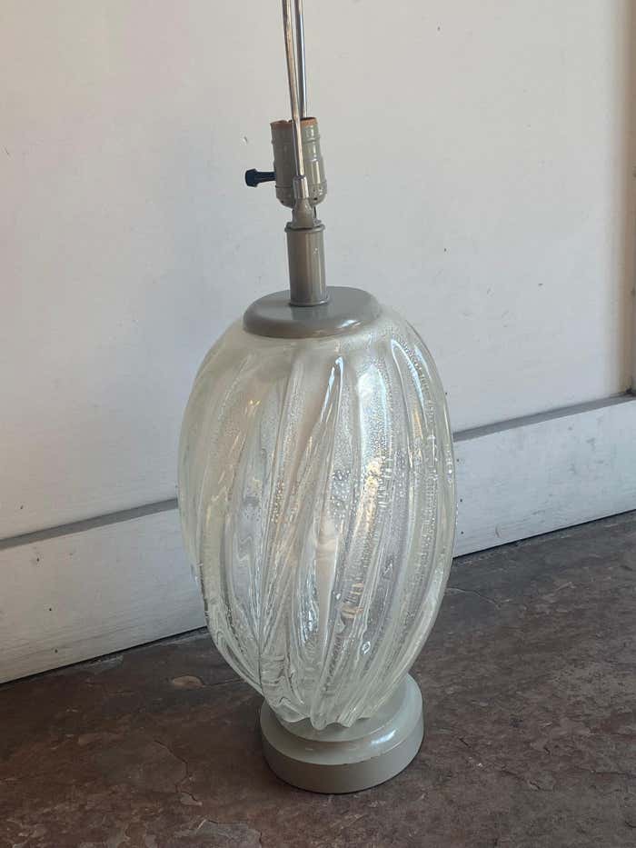 Pair of Curved Hand Blown Murano Glass Lamps
