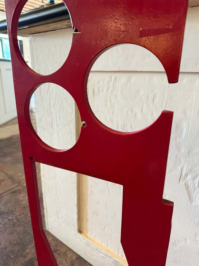Hard Edge See-Thru Red Steel Sculpture