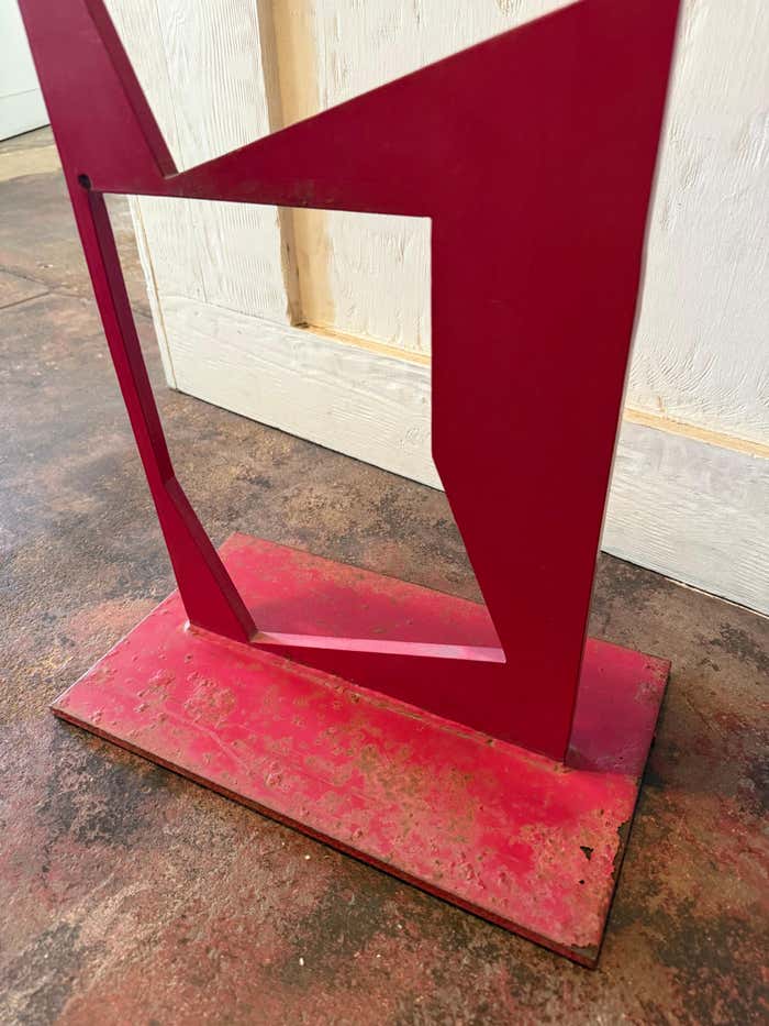 Hard Edge See-Thru Red Steel Sculpture