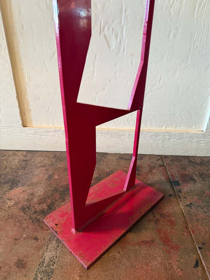 Hard Edge See-Thru Red Steel Sculpture