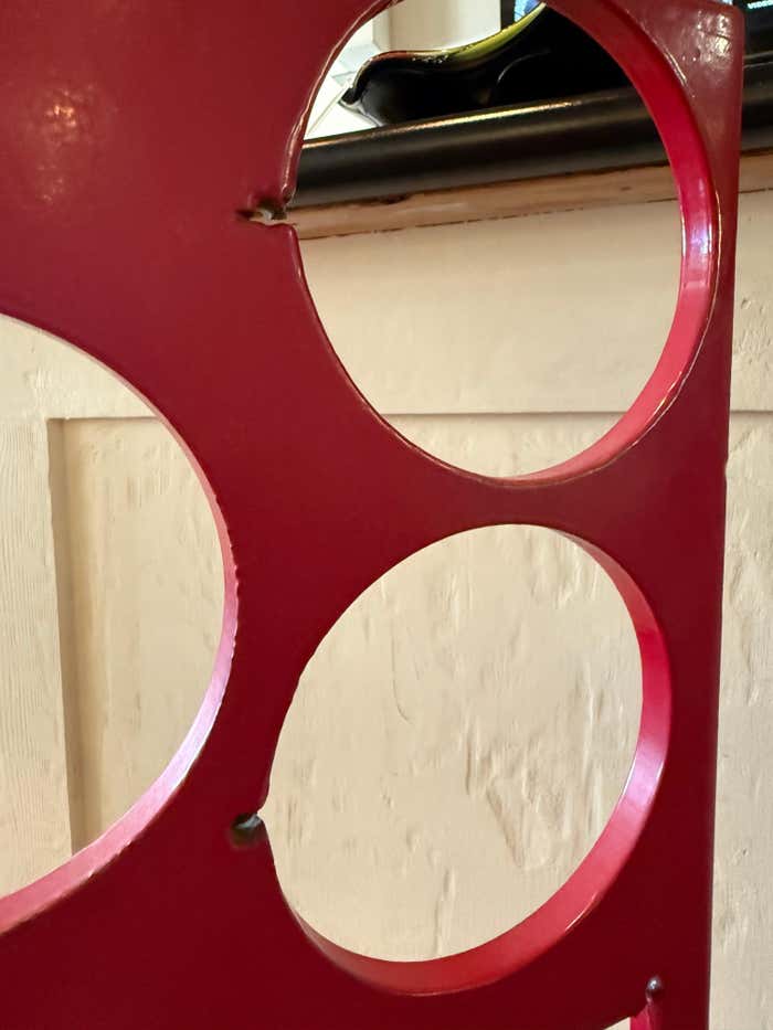 Hard Edge See-Thru Red Steel Sculpture