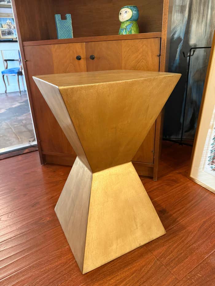 Geometric Gilded Metal Pedestal