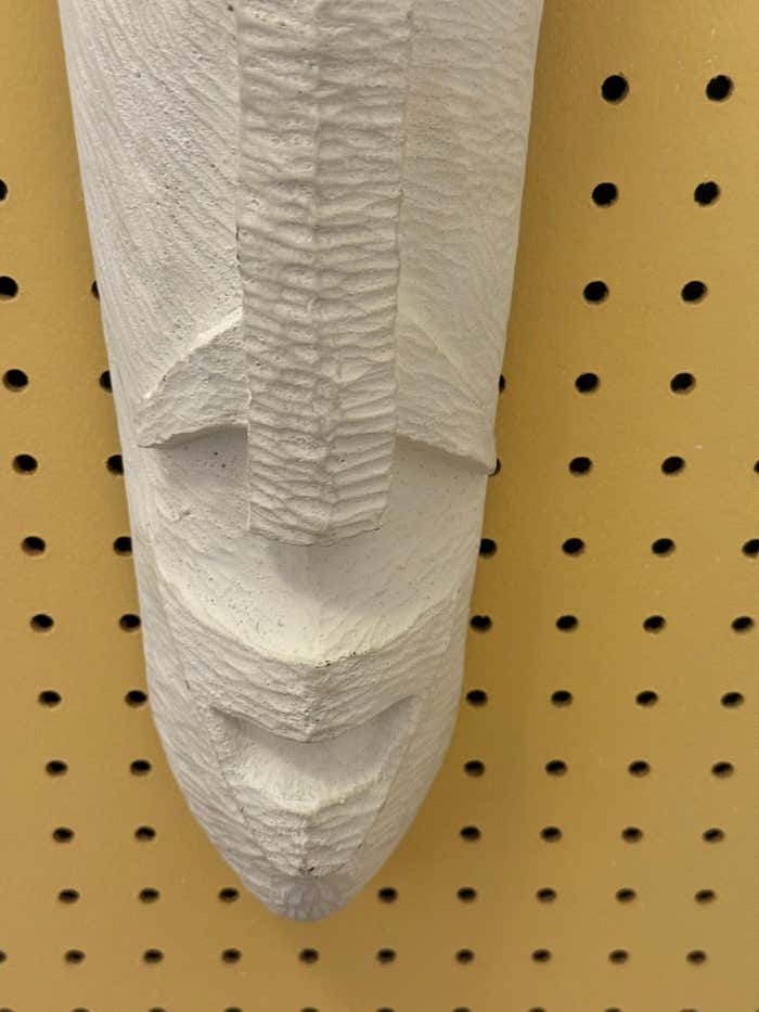Pair of White Plaster Textured Wall Mexican Masks