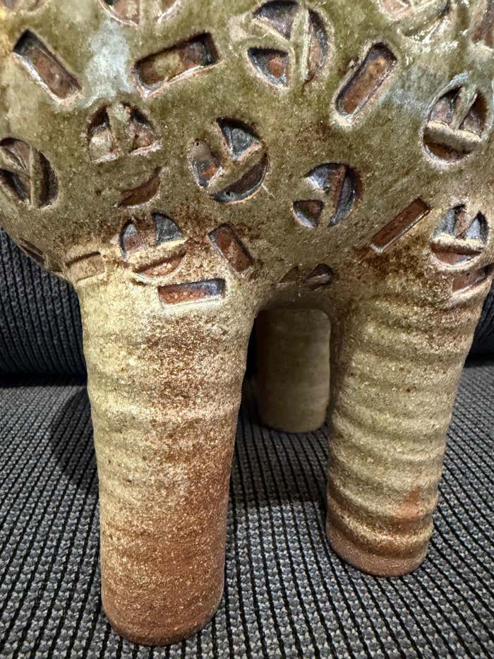 "Mythical Creature", Green Ceramic Sculpture by Dora De Larios