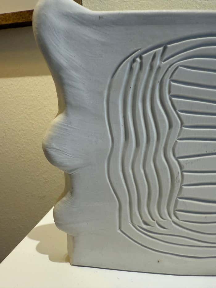 Wavy White Ceramic Vase by Dora De Larios