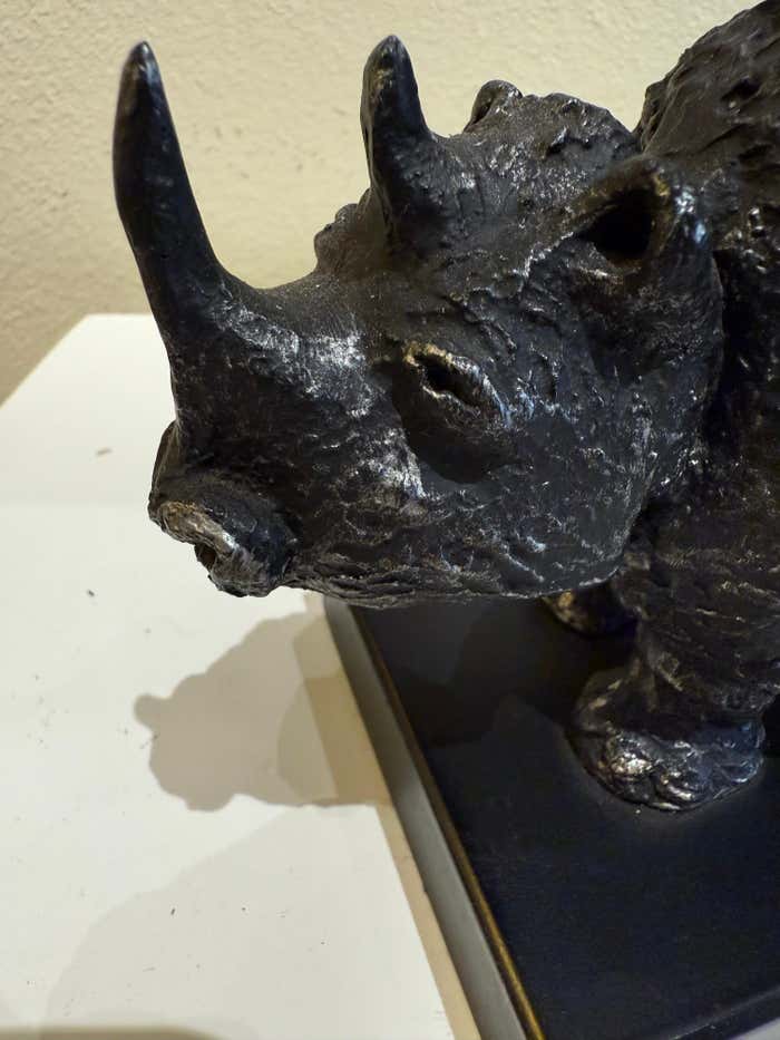 The Journey Girl On Rhino, Cast Bronze Sculpture by Graciela Rodo Boulanger