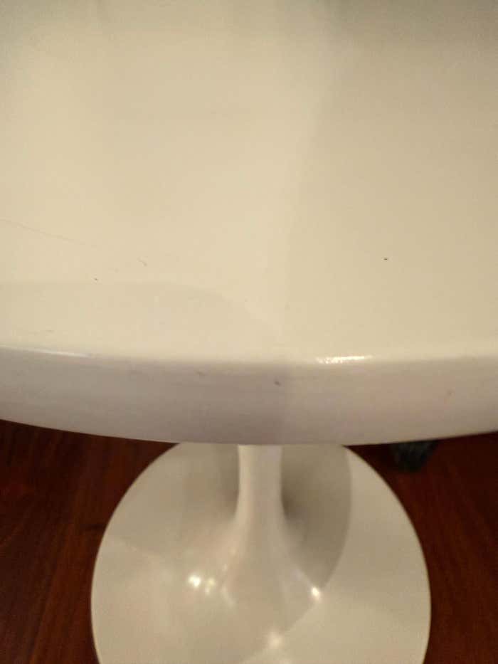 Modern Small White Lacquered Composite Round Pedestal
