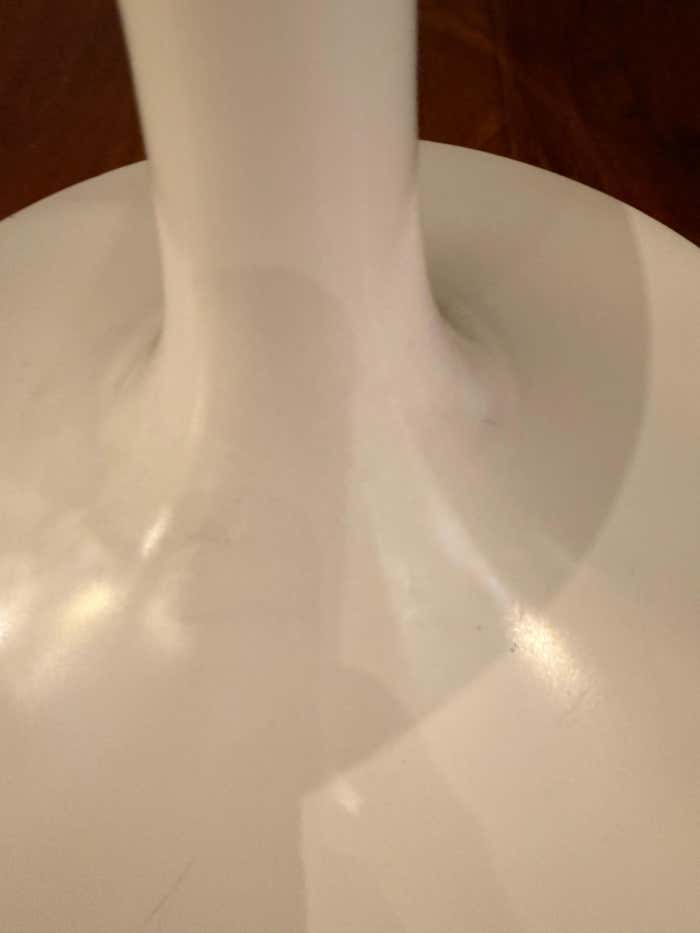 Modern Small White Lacquered Composite Round Pedestal