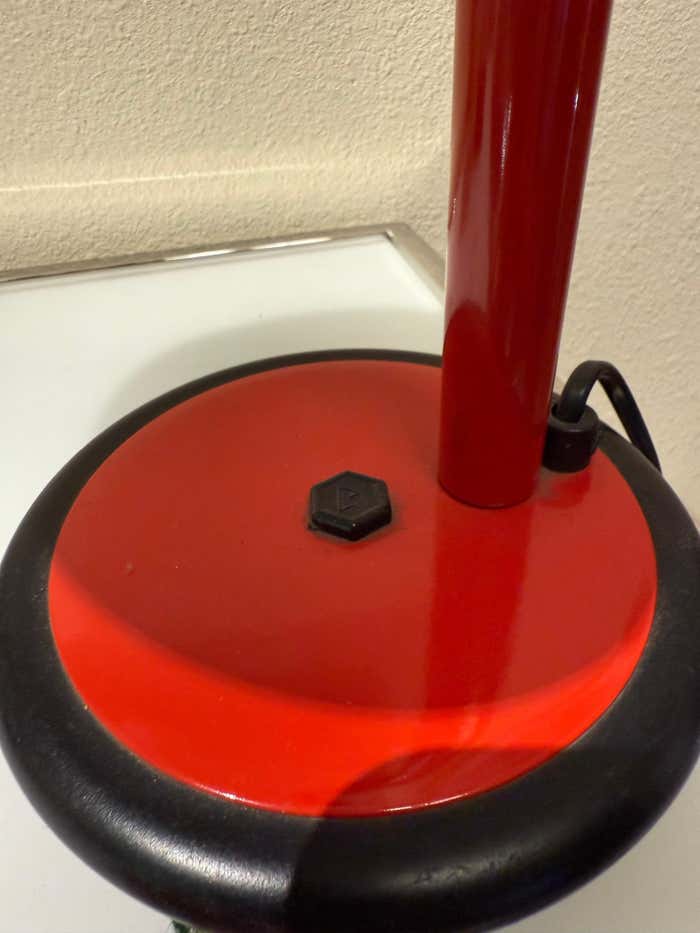 French Midcentury Modern Red and Black Desk Lamp by Aluminor