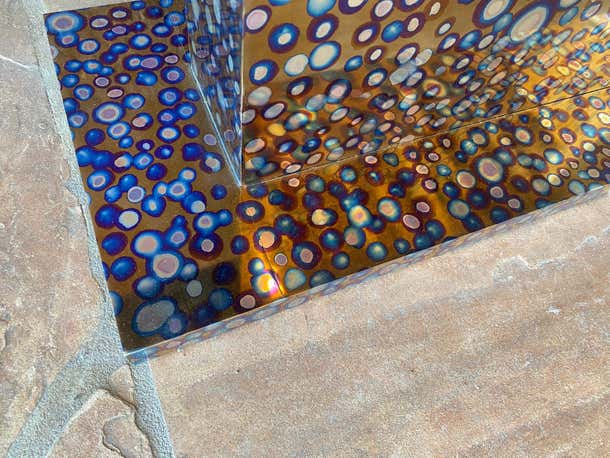 Colorful Contemporary Patinated Titanium Console by Xavier Menessier