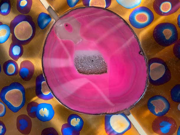 Colorful Contemporary Patinated Titanium Console by Xavier Menessier