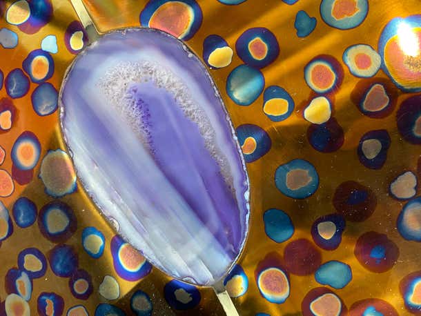 Colorful Contemporary Patinated Titanium Console by Xavier Menessier