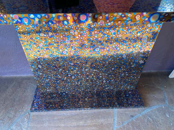 Colorful Contemporary Patinated Titanium Console by Xavier Menessier