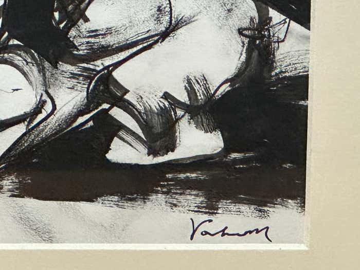 A Confrontation in Black and White, Abstract Oil Painting by Vahan Yervandyan