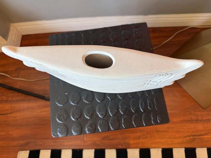 Wavy White Ceramic Vase by Dora De Larios