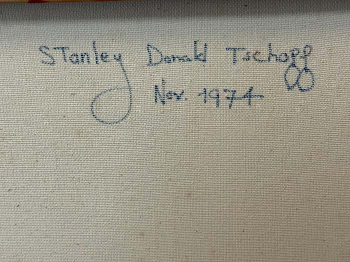 Orange Abstract Acrylic Painting by Stanley Donald Tschopp