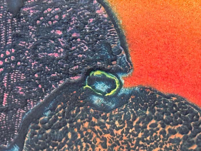 "Earth Spirits", Modern Green and Orange Acrylic Abstract by Mayo Beckford Young