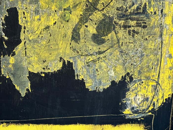 "Erased Painting" Yellow and Black Acrylic Abstract by Christopher Divicente