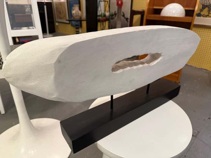 Abstract White Painted Wood Sculpture by Charles Fultz