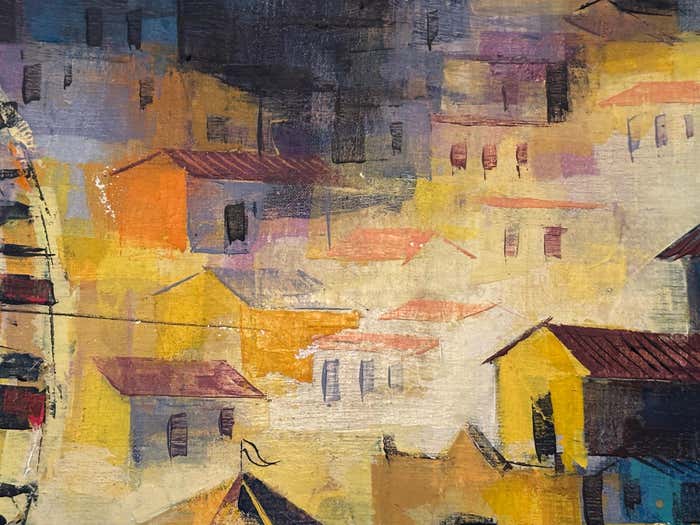 Post-Impressionist Colorful Night Fair Landscape Gouache by Epifanio Ortega