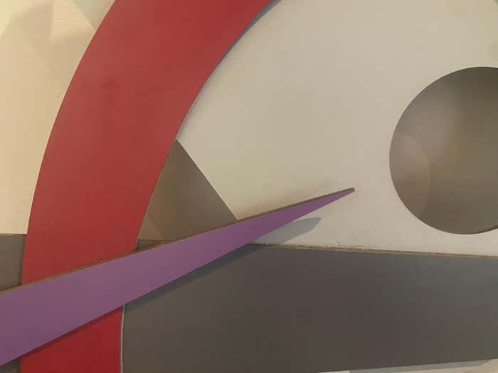 Pink and Grey Geometric Constructivist Wall Sculpture