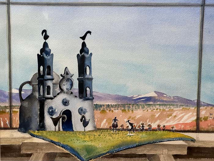 Surrealist and Whimsical Watercolor by an unknown Mexican Painter