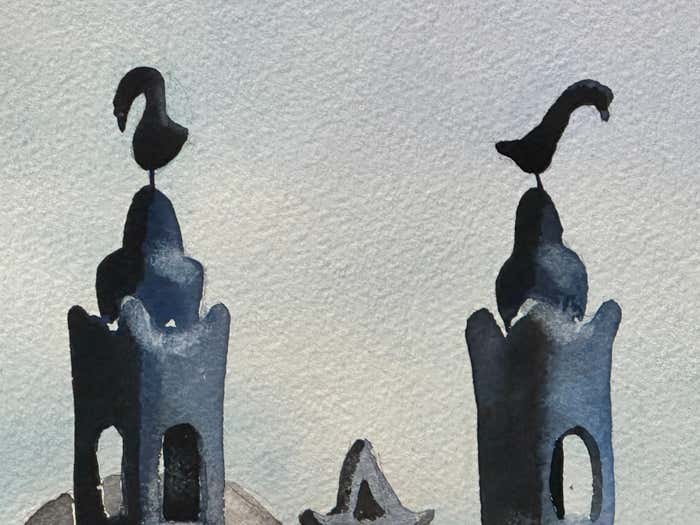 Surrealist and Whimsical Watercolor by an unknown Mexican Painter