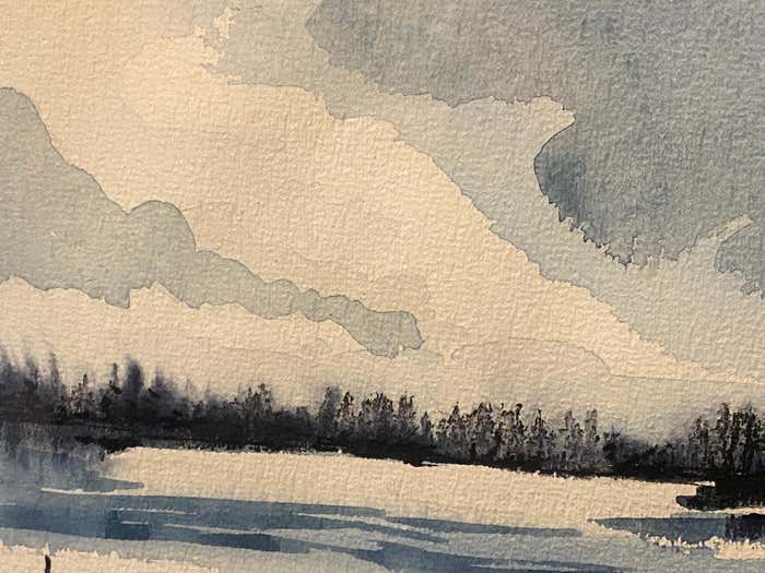 "Mirror of the soul", Australian Landscape Watercolor by Robert Wade