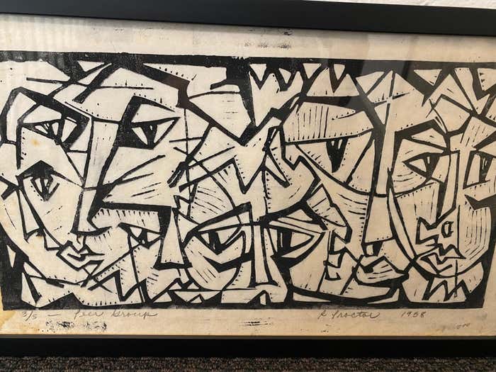 "Peer Group" Post-Modern Black and White Lithograph by Richard Proctor