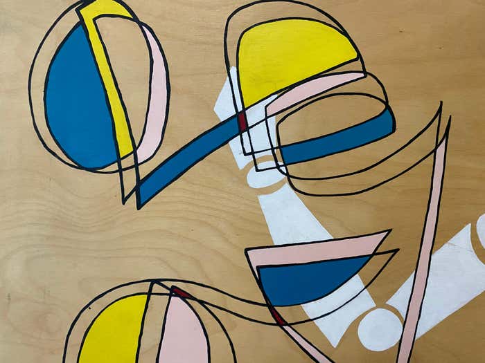 Post-Modern Mannequin Acrylic Painting on Wood Panel