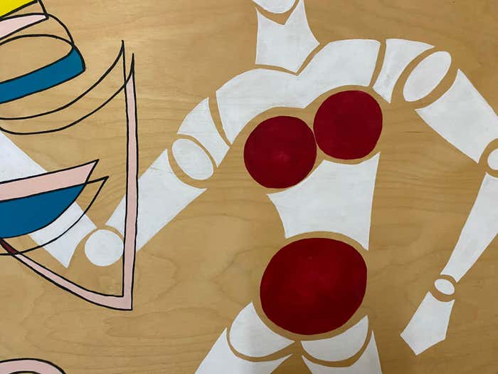 Post-Modern Mannequin Acrylic Painting on Wood Panel