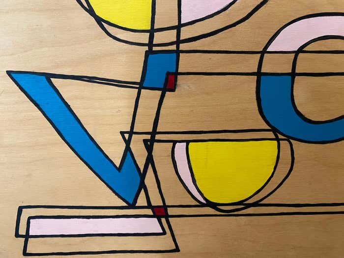 Post-Modern Mannequin Acrylic Painting on Wood Panel
