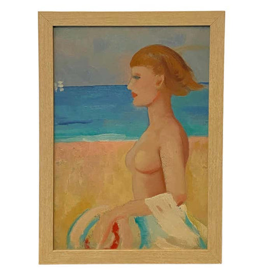 Buckley McGurrin "Nude at the Beach" Oil on Board by Buckley MacGurrin