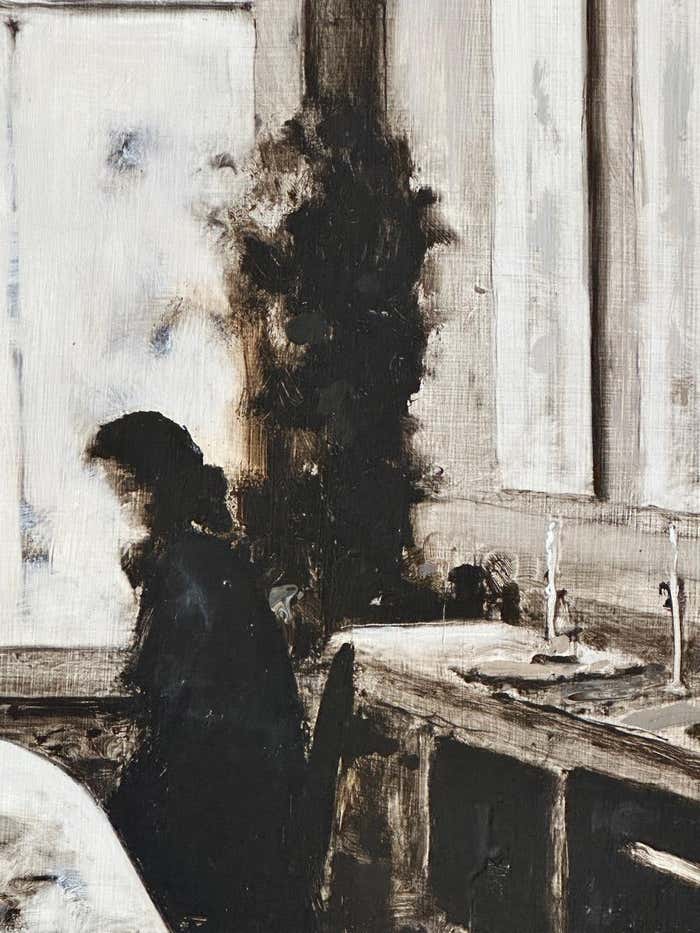 "Dining Room " Monochromatic Interior Scene in Sepia Tones by Geoffrey Johnson