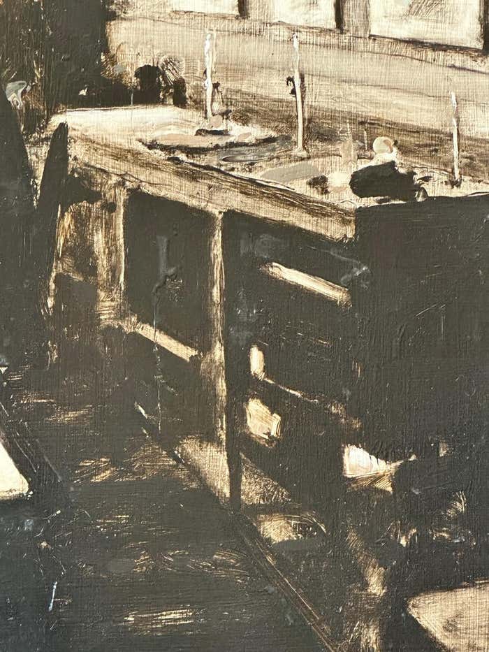 "Dining Room " Monochromatic Interior Scene in Sepia Tones by Geoffrey Johnson