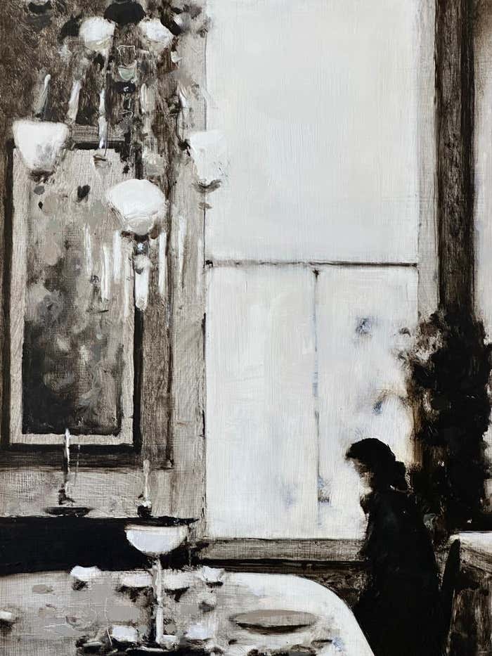 "Dining Room " Monochromatic Interior Scene in Sepia Tones by Geoffrey Johnson