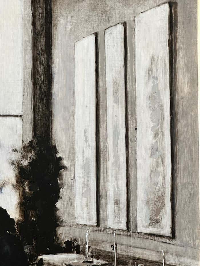 "Dining Room " Monochromatic Interior Scene in Sepia Tones by Geoffrey Johnson