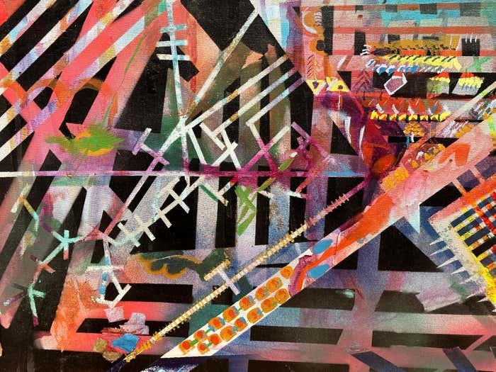 "Downtown San Francisco" Cityscape Acrylic Abstract by Charles Hamilton