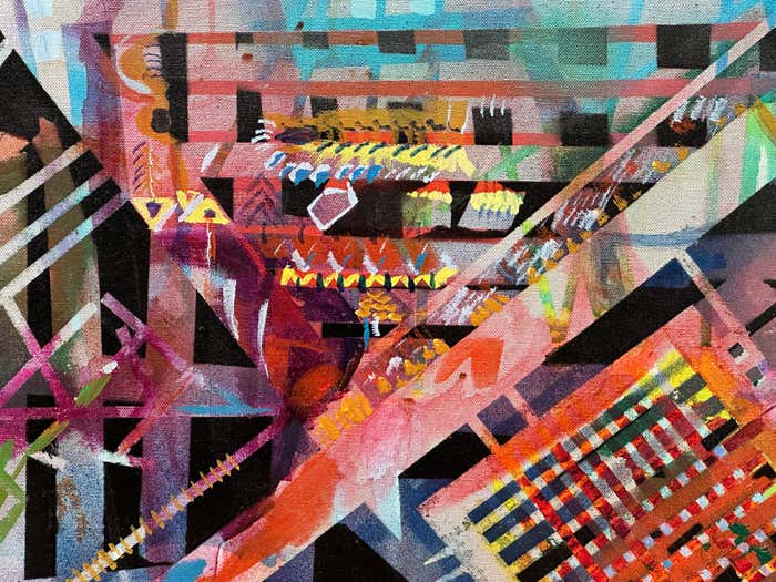 "Downtown San Francisco" Cityscape Acrylic Abstract by Charles Hamilton