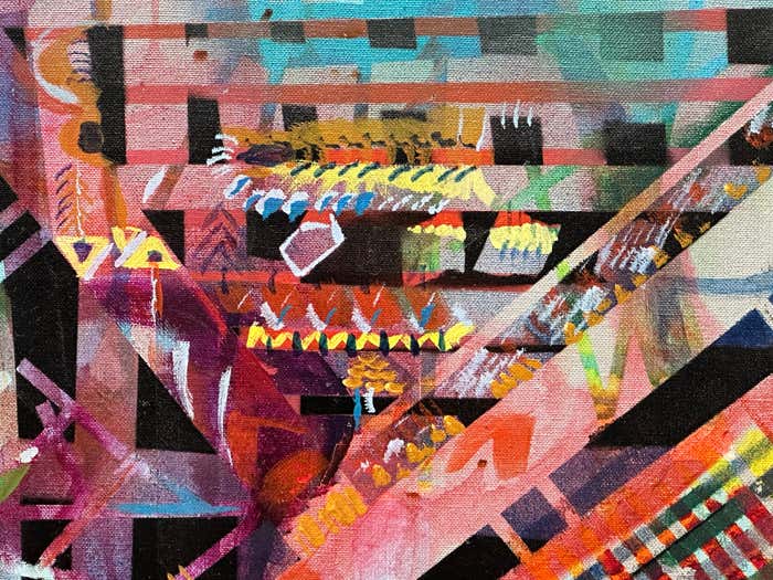 "Downtown San Francisco" Cityscape Acrylic Abstract by Charles Hamilton