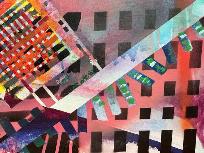 "Downtown San Francisco" Cityscape Acrylic Abstract by Charles Hamilton