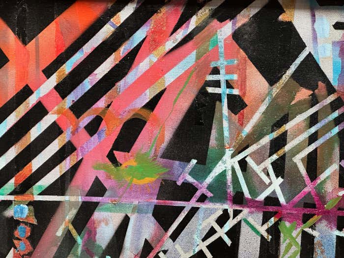 "Downtown San Francisco" Cityscape Acrylic Abstract by Charles Hamilton