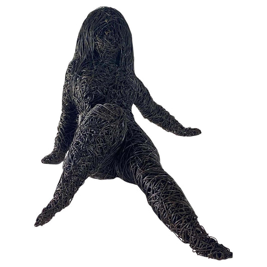Black Wire Modern Sculpture of a Lascivious Woman