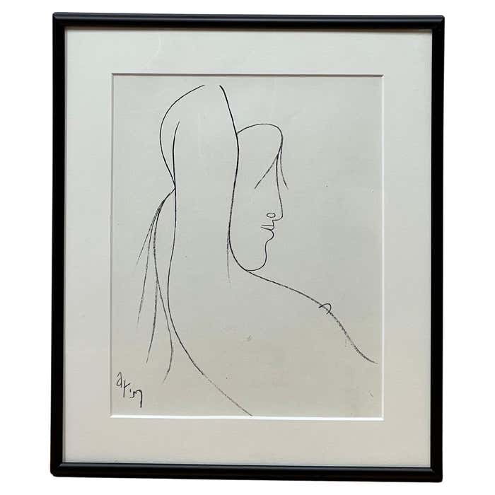 Drawing of a Young Girl Bust by Albert Radoczy