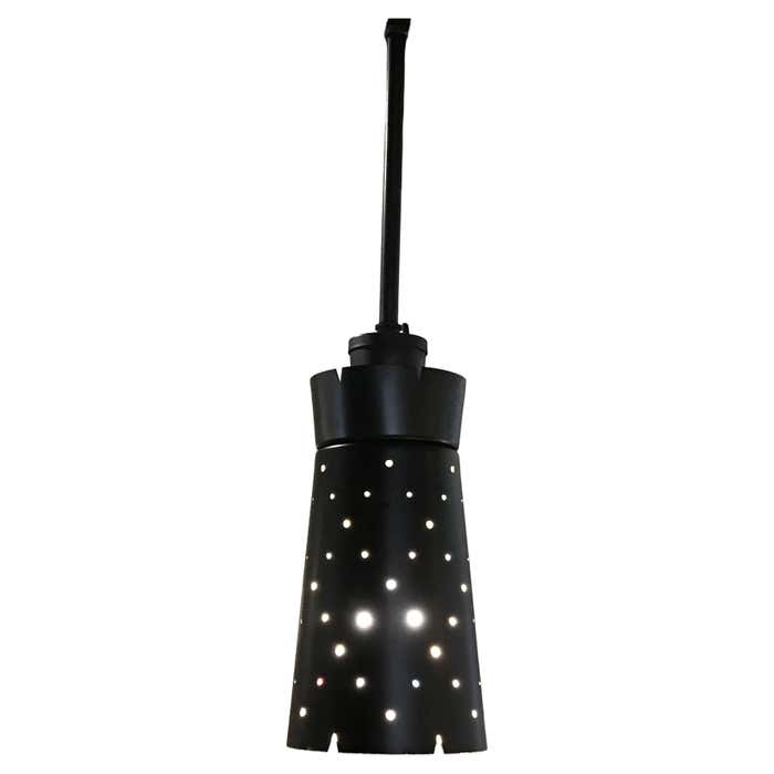 1950s Black Lacquer Steel Pendant Light