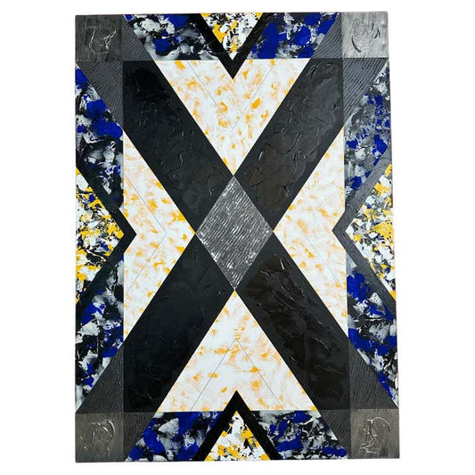 Large Contemporary Blue and White Abstract by Gerald Campbell