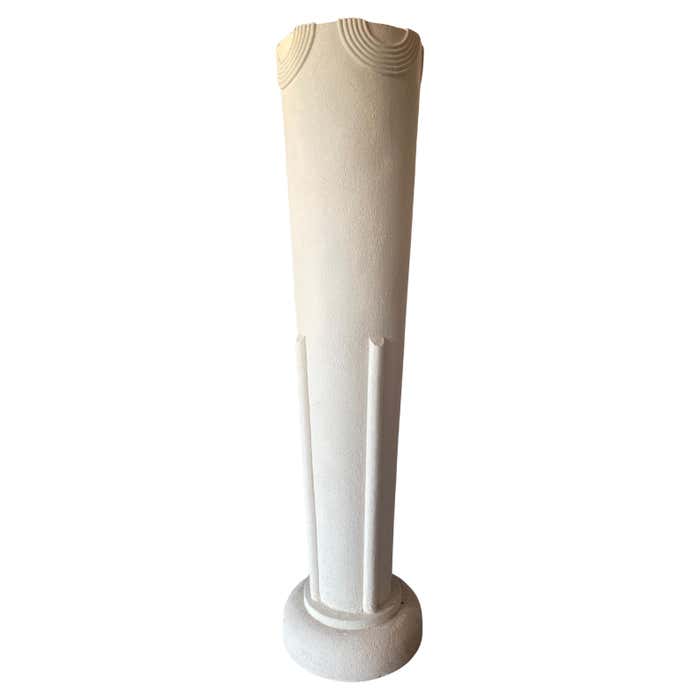 Contemporary White Plater Pedestal in Greek Revival Style