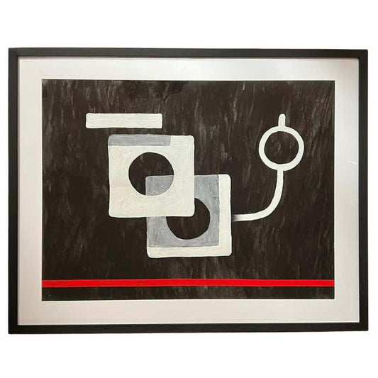 "Round Squares" Red, Black and White Geometric Abstract by C. Mark Brennan