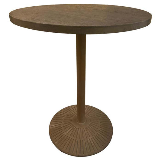 Corrugated Dark Oak Top on a Rust Color Steel Base Side Table